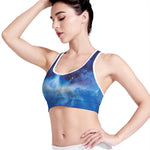 Dark Blue Galaxy Space Print Women's Sports Bra