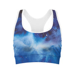 Dark Blue Galaxy Space Print Women's Sports Bra