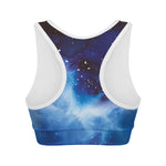 Dark Blue Galaxy Space Print Women's Sports Bra