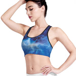 Dark Blue Galaxy Space Print Women's Sports Bra
