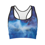 Dark Blue Galaxy Space Print Women's Sports Bra