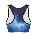 Dark Blue Galaxy Space Print Women's Sports Bra