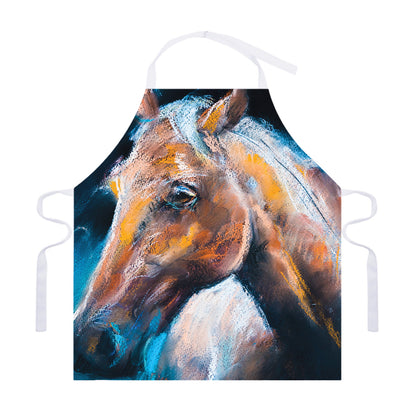 Dark Blue Horse Painting Print Adjustable Apron