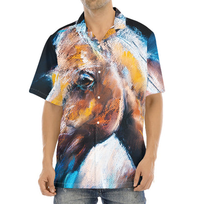 Dark Blue Horse Painting Print Aloha Shirt