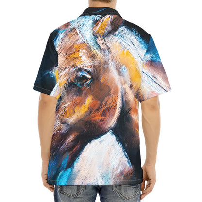 Dark Blue Horse Painting Print Aloha Shirt