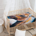 Dark Blue Horse Painting Print Baby Crib Sheet