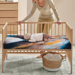 Dark Blue Horse Painting Print Baby Crib Sheet
