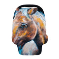 Dark Blue Horse Painting Print Baby Seat Cover
