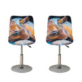 Dark Blue Horse Painting Print Bar Stool Covers