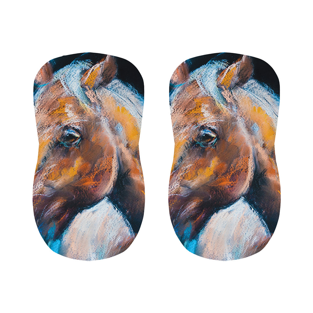 Dark Blue Horse Painting Print Bar Stool Covers