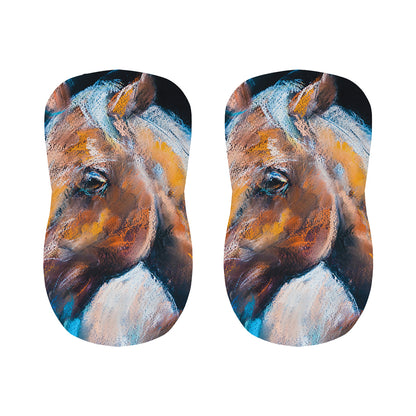 Dark Blue Horse Painting Print Bar Stool Covers
