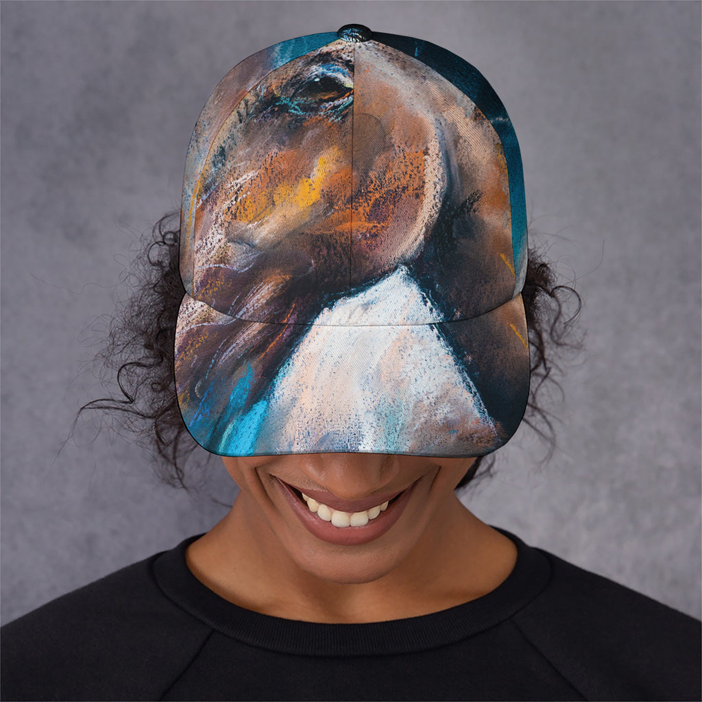 Dark Blue Horse Painting Print Baseball Cap