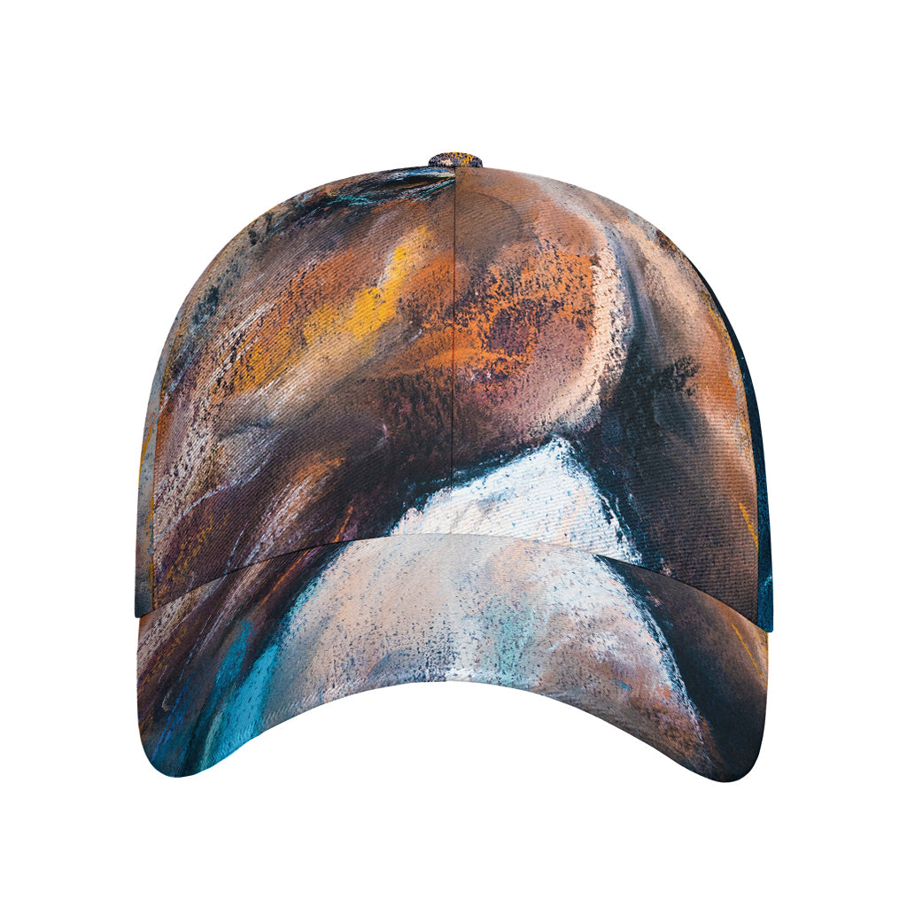 Dark Blue Horse Painting Print Baseball Cap