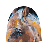 Dark Blue Horse Painting Print Beanie