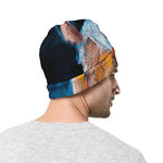 Dark Blue Horse Painting Print Beanie
