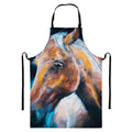 Dark Blue Horse Painting Print Bib Apron With Pocket