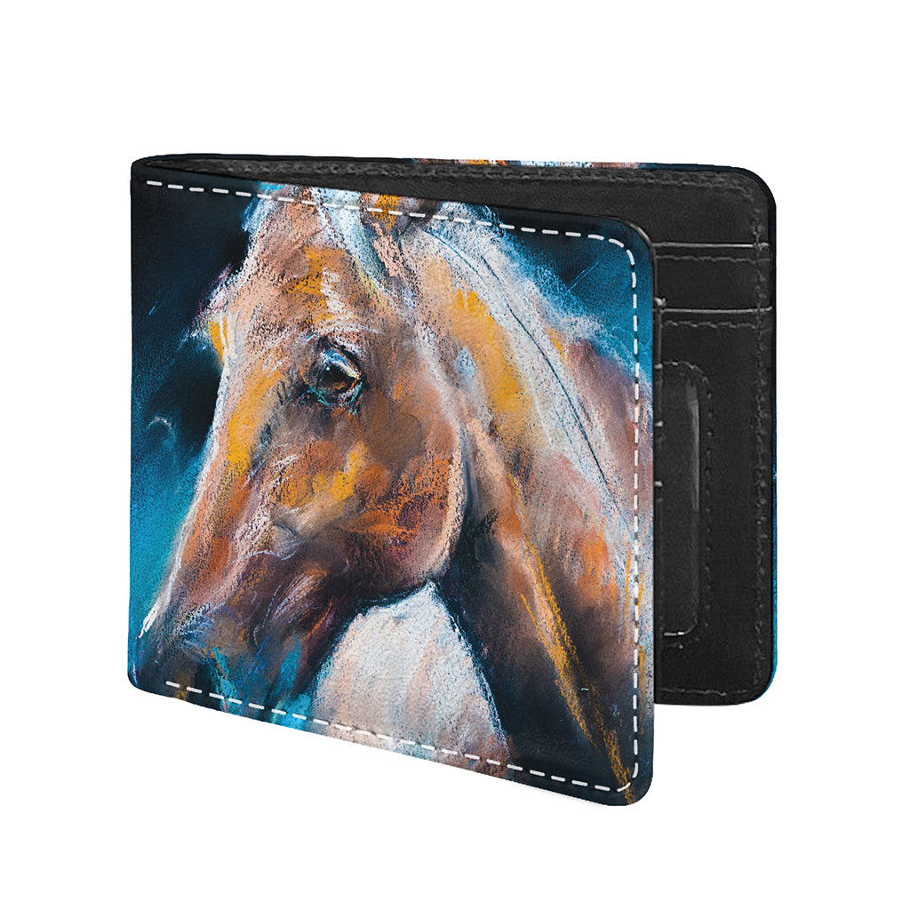 Dark Blue Horse Painting Print Bifold Wallet