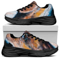 Dark Blue Horse Painting Print Black Chunky Shoes