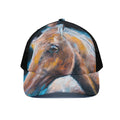 Dark Blue Horse Painting Print Black Mesh Trucker Hat