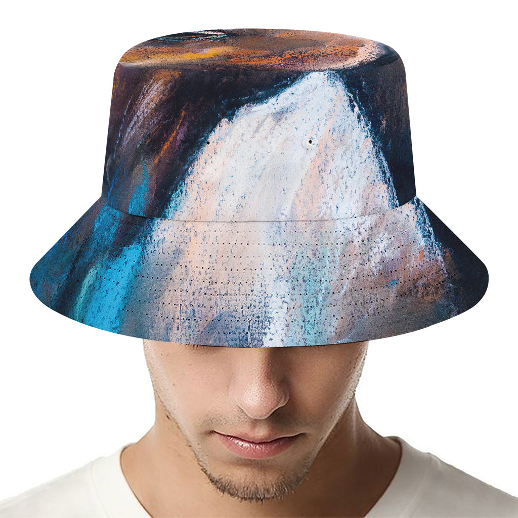 Dark Blue Horse Painting Print Bucket Hat