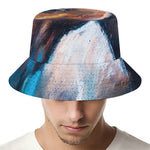 Dark Blue Horse Painting Print Bucket Hat
