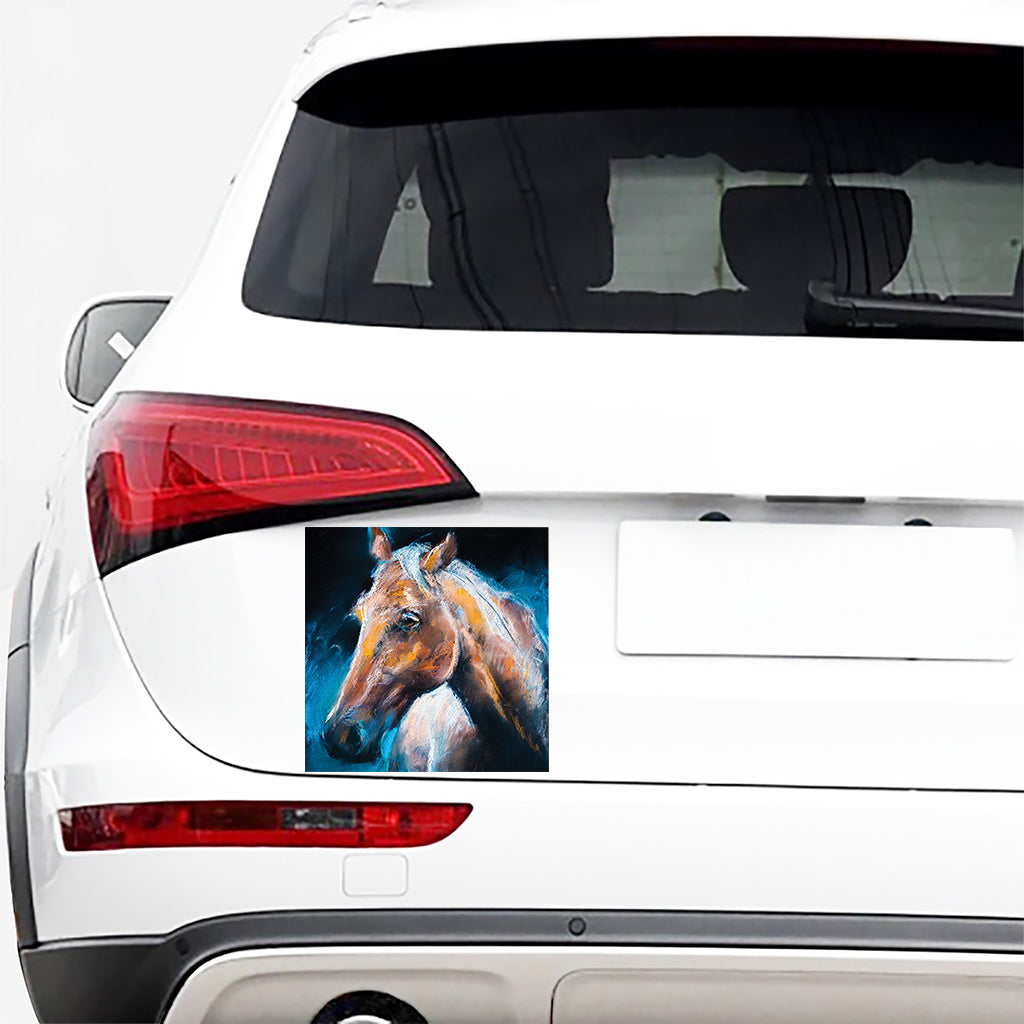 Dark Blue Horse Painting Print Car Sticker