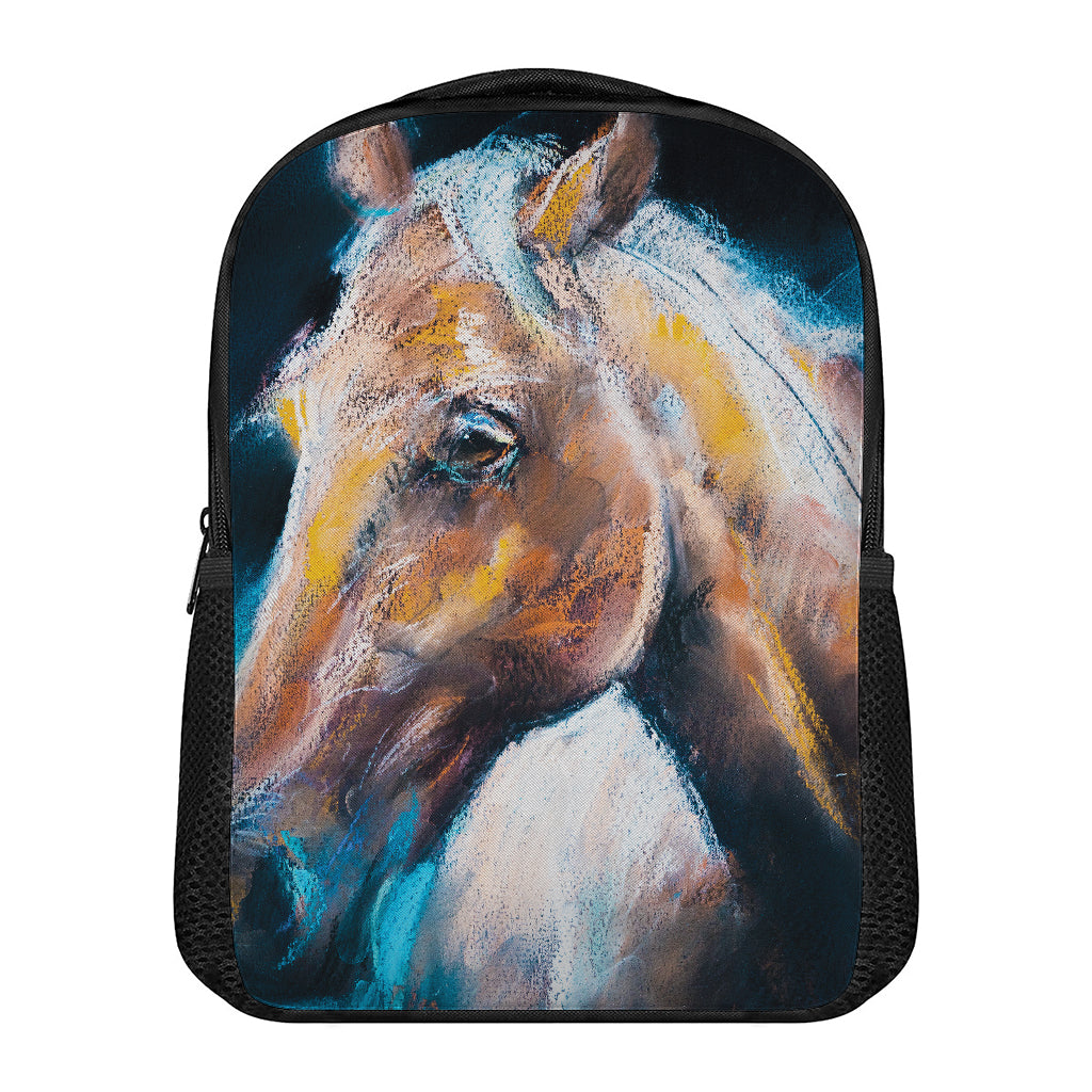 Dark Blue Horse Painting Print Casual Backpack