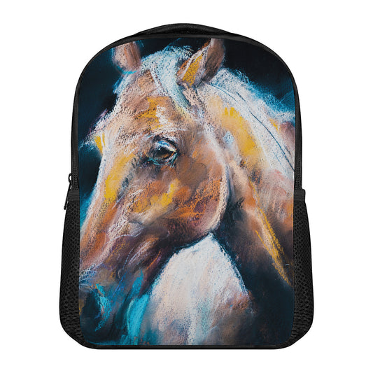Dark Blue Horse Painting Print Casual Backpack