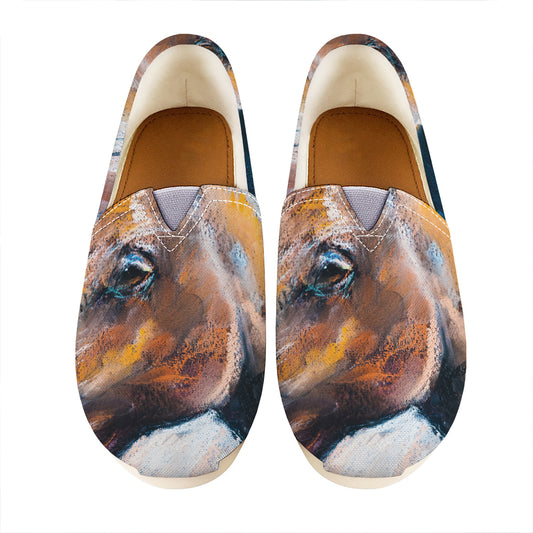 Dark Blue Horse Painting Print Casual Shoes