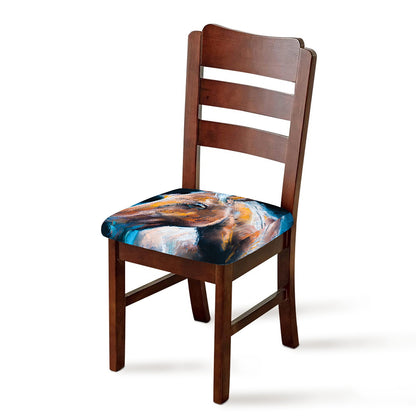 Dark Blue Horse Painting Print Chair Cushion Cover