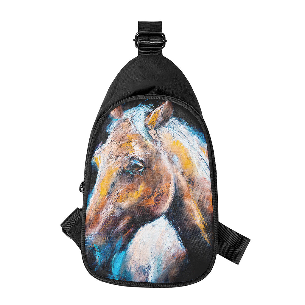 Dark Blue Horse Painting Print Chest Bag