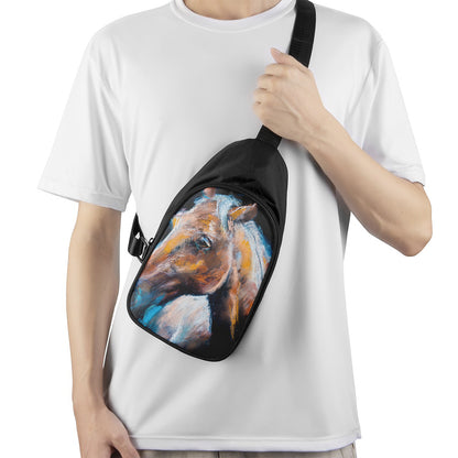 Dark Blue Horse Painting Print Chest Bag