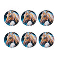 Dark Blue Horse Painting Print Coaster Set