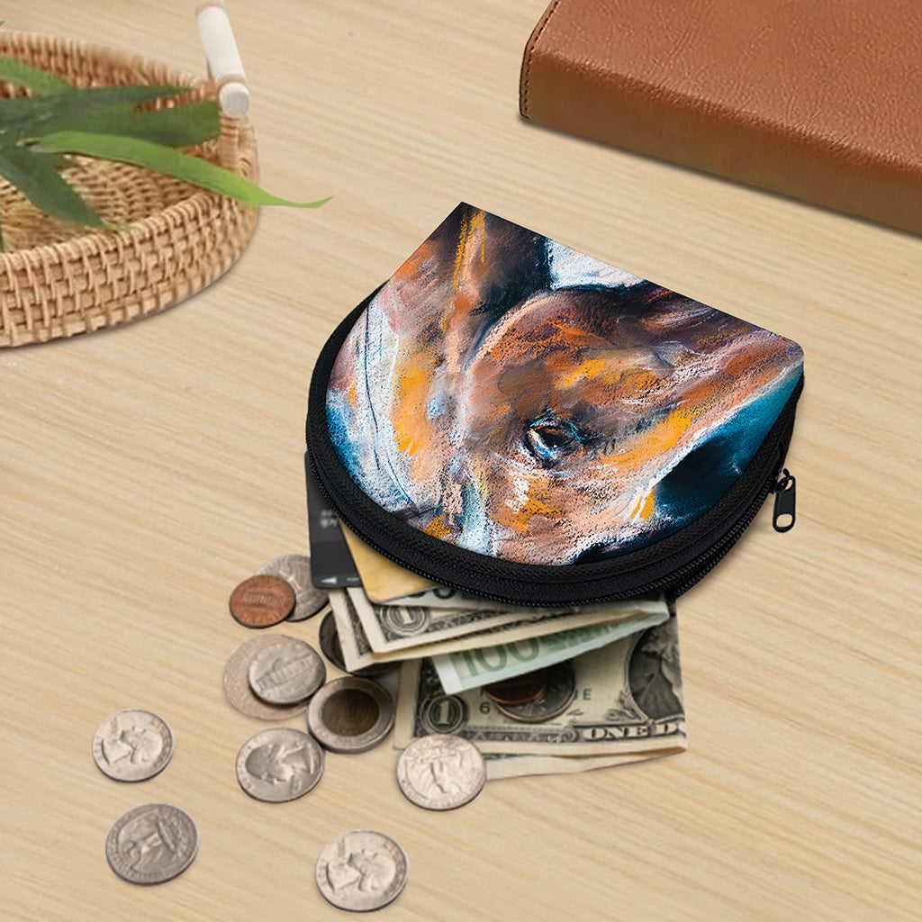 Dark Blue Horse Painting Print Coin Purse