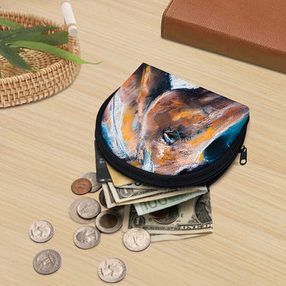 Dark Blue Horse Painting Print Coin Purse