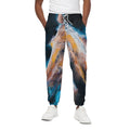 Dark Blue Horse Painting Print Cotton Sweatpants