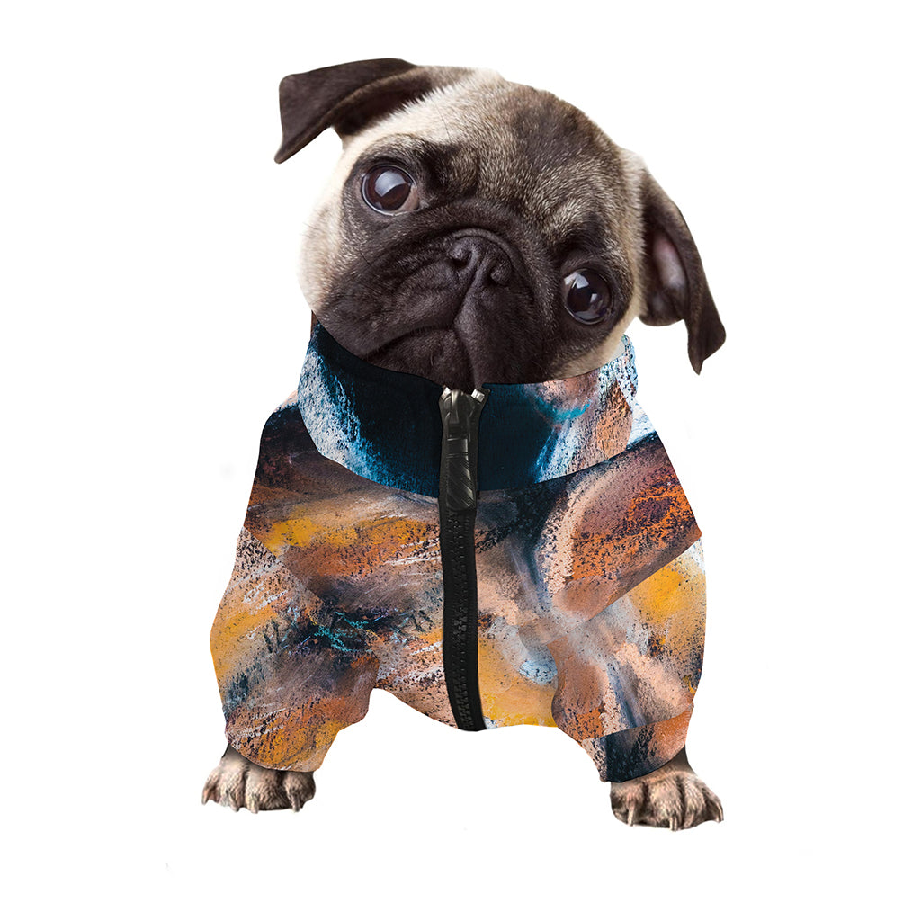 Dark Blue Horse Painting Print Dog Zip Up Jacket