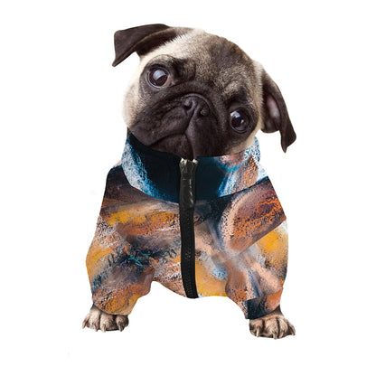 Dark Blue Horse Painting Print Dog Zip Up Jacket
