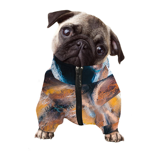 Dark Blue Horse Painting Print Dog Zip Up Jacket