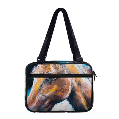 Dark Blue Horse Painting Print Double Strap Bible Bag