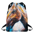 Dark Blue Horse Painting Print Drawstring Backpack