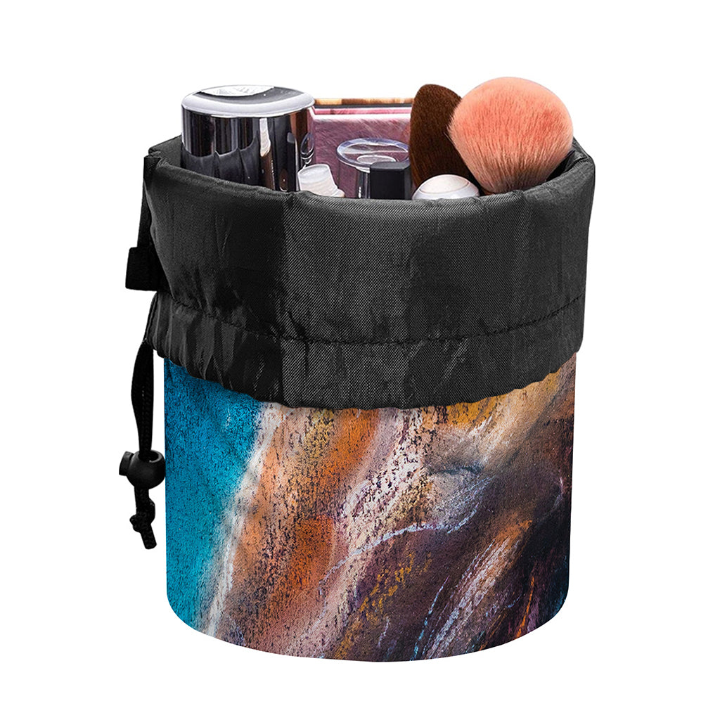 Dark Blue Horse Painting Print Drawstring Makeup Bag