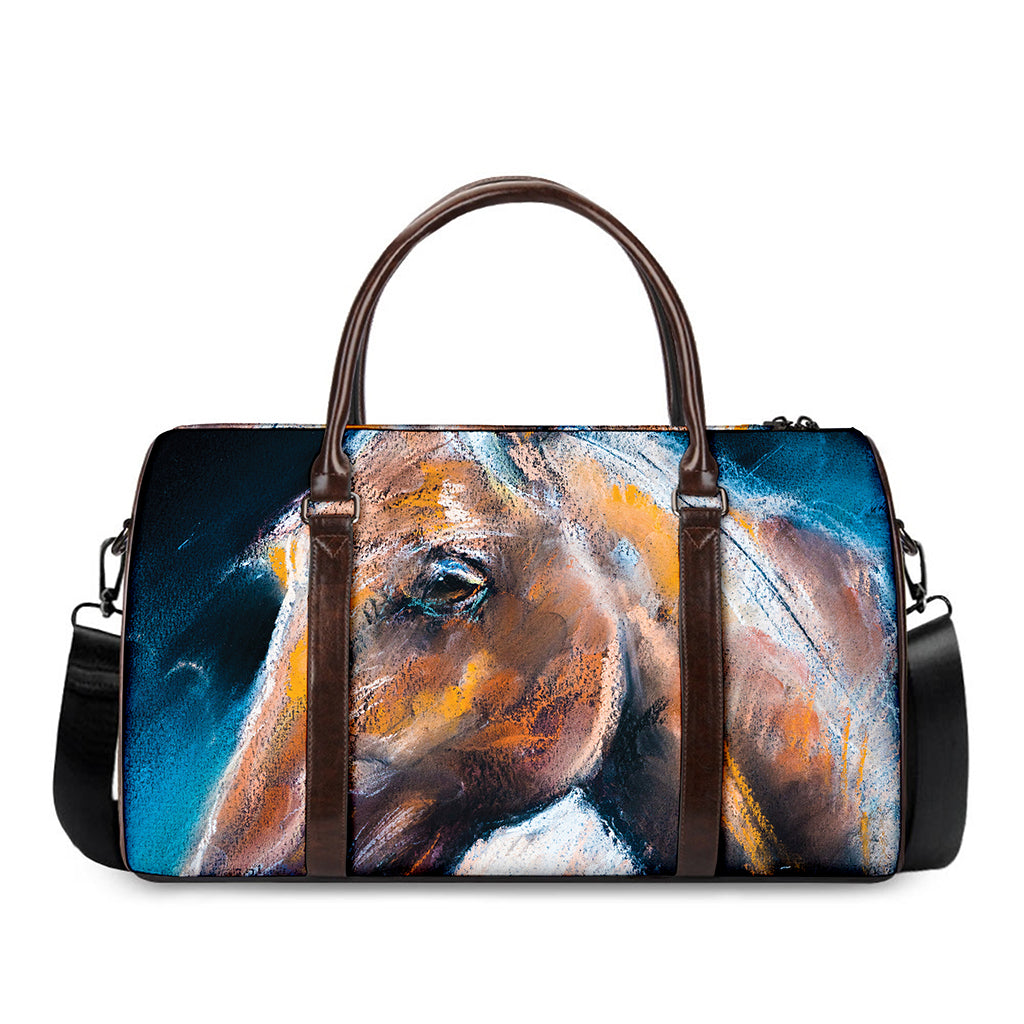 Dark Blue Horse Painting Print Duffle Bag