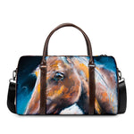 Dark Blue Horse Painting Print Duffle Bag