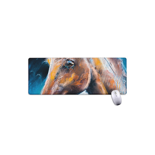Dark Blue Horse Painting Print Extended Mouse Pad