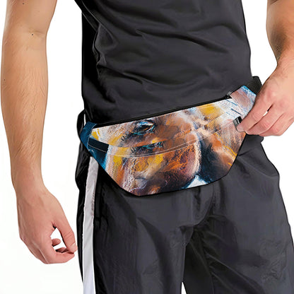 Dark Blue Horse Painting Print Fanny Pack
