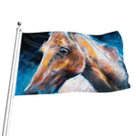 Dark Blue Horse Painting Print Flag