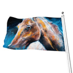 Dark Blue Horse Painting Print Flag