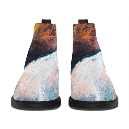 Dark Blue Horse Painting Print Flat Ankle Boots