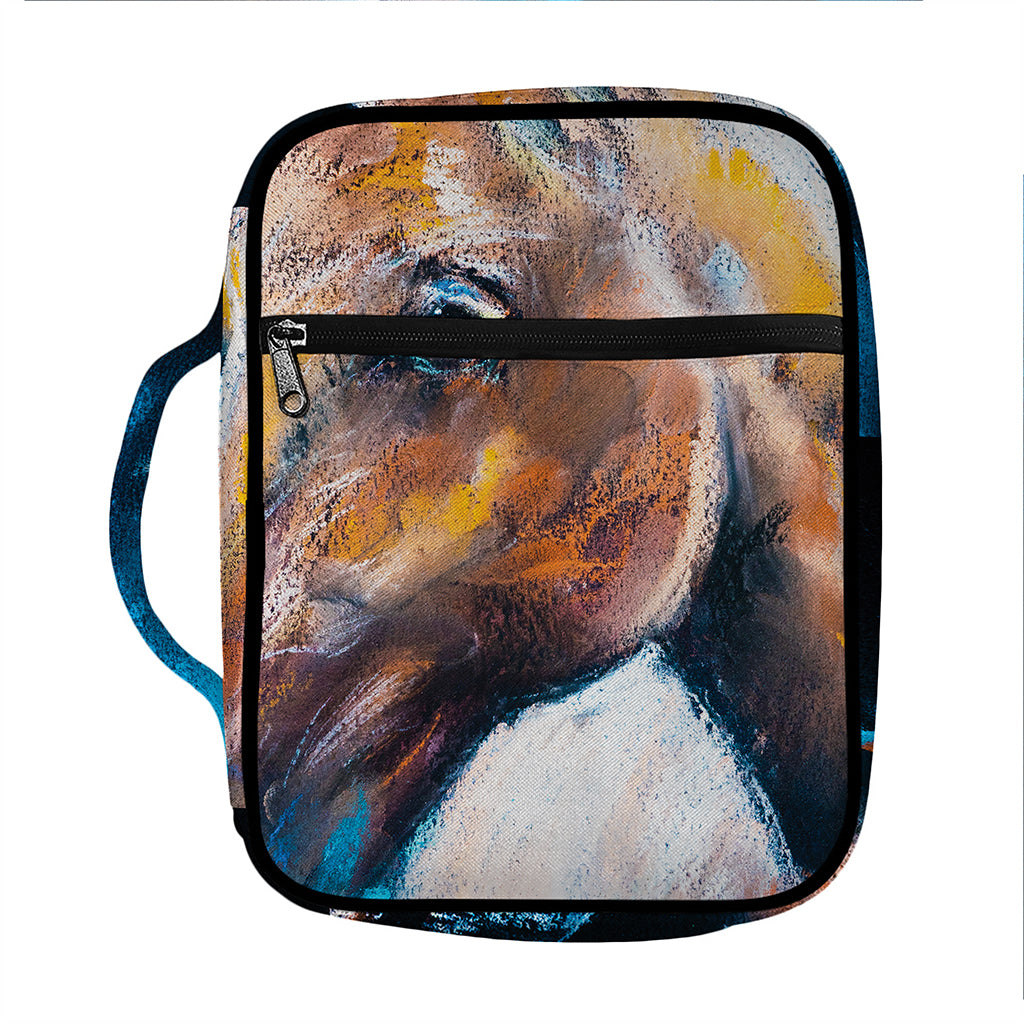 Dark Blue Horse Painting Print Front Pocket Bible Bag